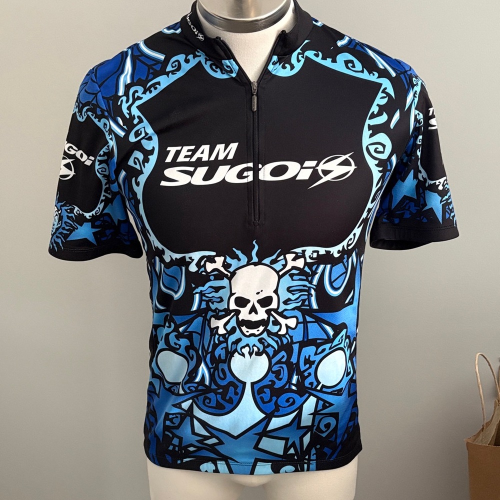 Sugoi Blue and Black Skull Cycling Jersey